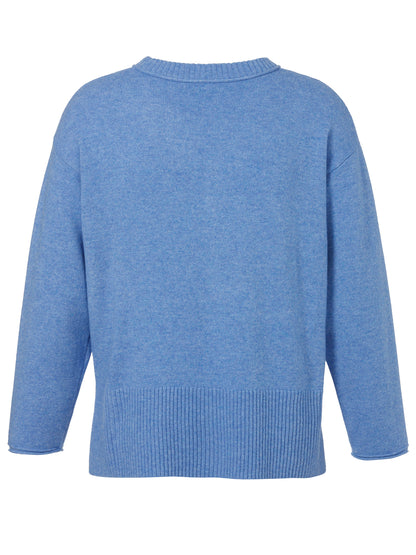 Pullover Rundhals 1/1 Arm  Taschen blau melange Bild 2