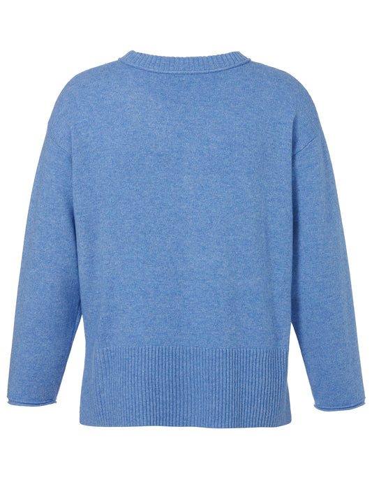 Pullover Rundhals 1/1 Arm  Taschen blau melange Bild 2
