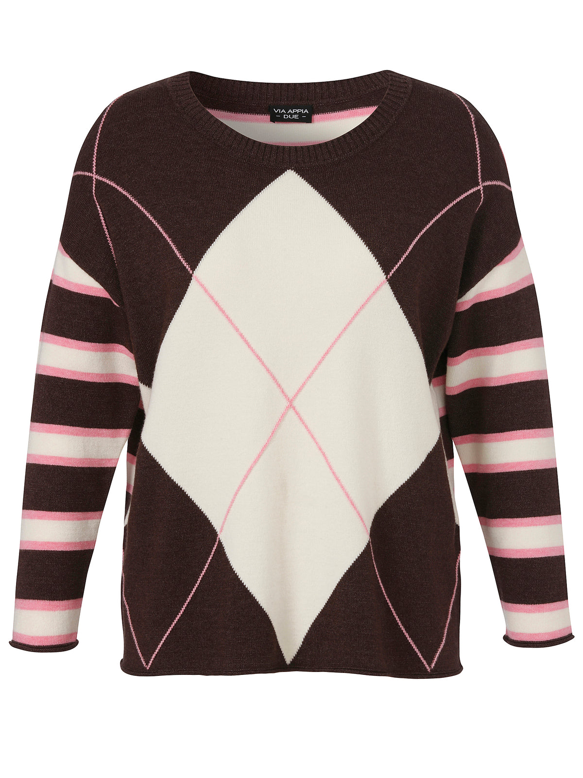 Pullover Rundhals 1/1 Arm  Jacquard kaffee multicolor Bild 1