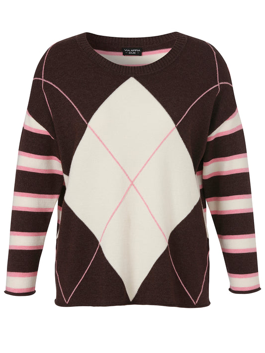 Pullover Rundhals 1/1 Arm  Jacquard kaffee multicolor Bild 1