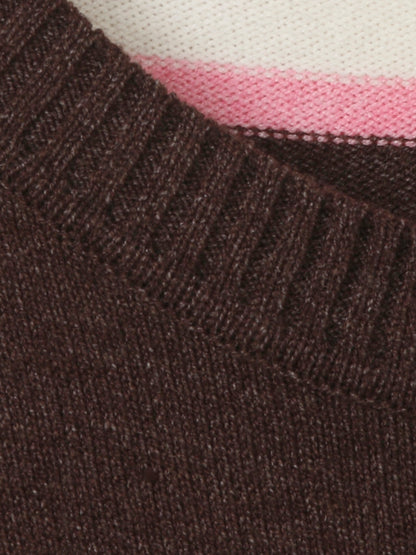Pullover Rundhals 1/1 Arm  Jacquard kaffee multicolor Bild 3