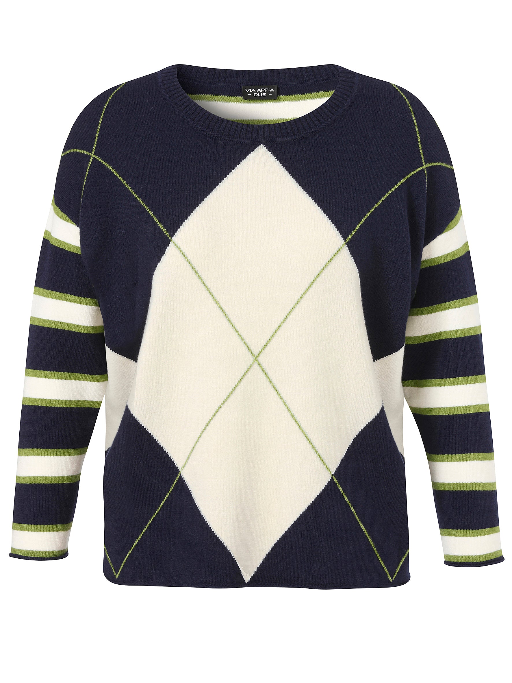 Pullover Rundhals 1/1 Arm  Jacquard indigo multicolor Bild 1