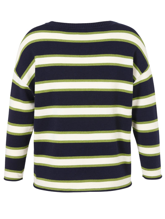 Pullover Rundhals 1/1 Arm  Jacquard indigo multicolor Bild 2