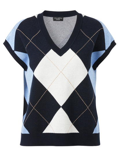 Pullunder V-Ausschnitt  Jacquard marine multicolor Bild 1