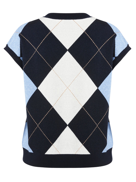 Pullunder V-Ausschnitt  Jacquard marine multicolor Bild 2