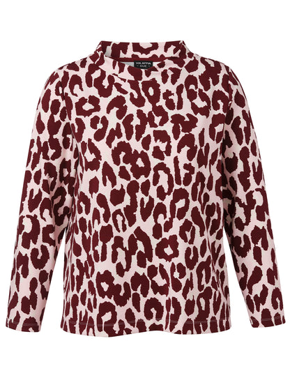 Sweatshirt Kragen 1/1 Arm Druck bordeaux multicolor Bild 1