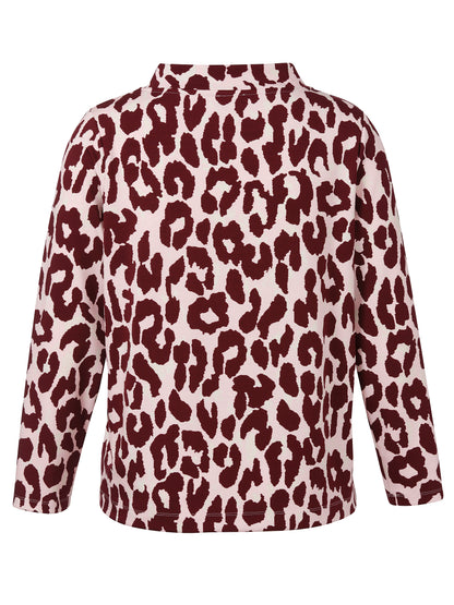 Sweatshirt Kragen 1/1 Arm Druck bordeaux multicolor Bild 2