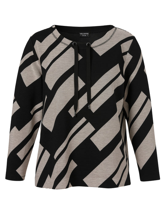 Sweatshirt Rundhals 1/1 Arm Druck schwarz / vanille Bild 1