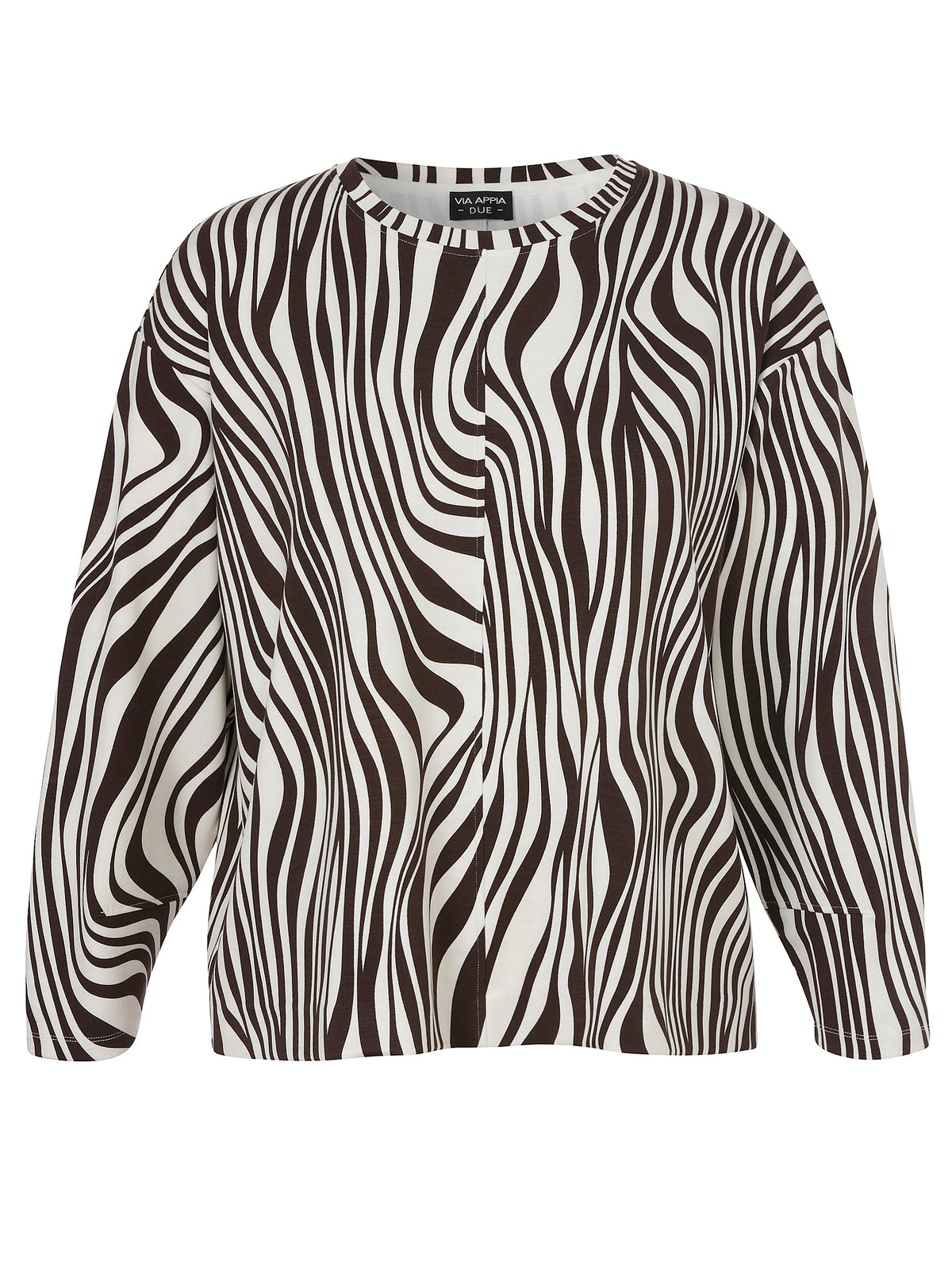 Sweatshirt Rundhals 1/1 Arm Druck creme / kaffee Bild 1