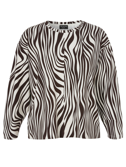 Sweatshirt Rundhals 1/1 Arm Druck creme / kaffee Bild 1