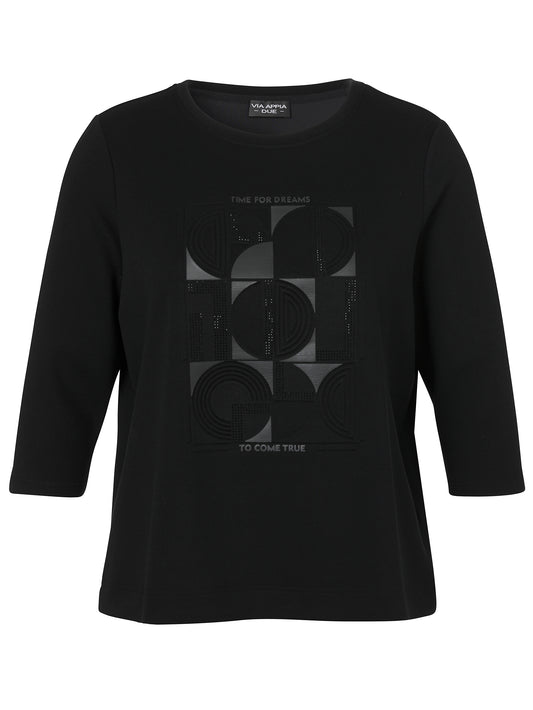 Sweatshirt Rundhals 3/4 Arm Motiv schwarz Bild 1