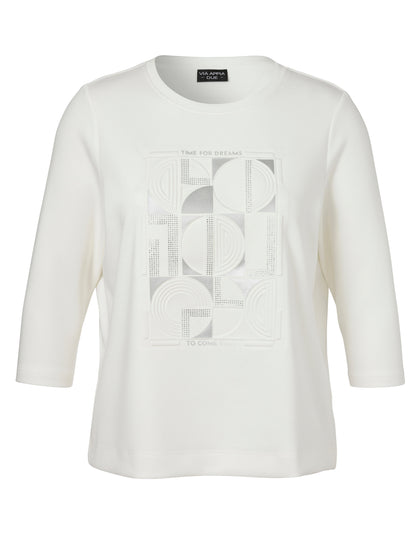 Sweatshirt Rundhals 3/4 Arm Motiv ecru Bild 1