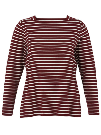 T-Shirt Karree 1/1 Arm bordeaux / creme Bild 1