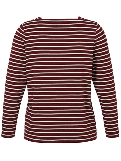 T-Shirt Karree 1/1 Arm bordeaux / creme Bild 2