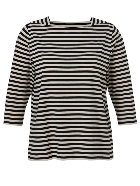T-Shirt Karree 3/4 Arm Ringel schwarz / vanille Bild 1