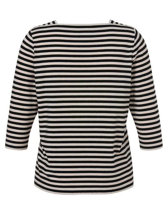 T-Shirt Karree 3/4 Arm Ringel schwarz / vanille Bild 2