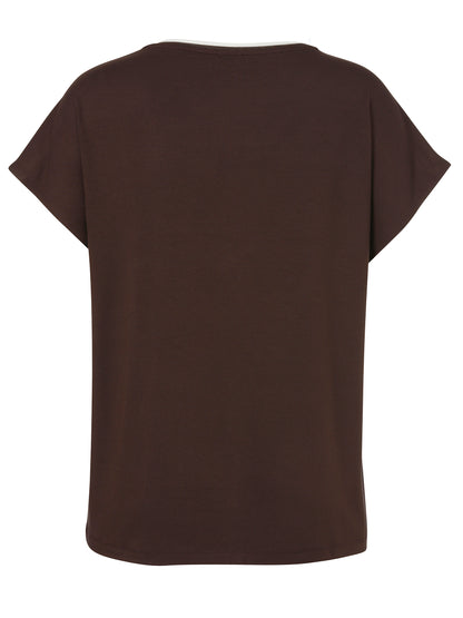 T-Shirt Rundhals 1/2 Arm Druck mahagoni / creme Bild 2