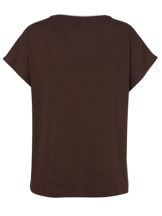 T-Shirt Rundhals 1/2 Arm Druck mahagoni / creme Bild 2