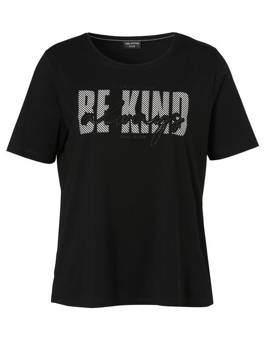 T-Shirt Rundhals 1/2 Arm Motiv schwarz / vanille Bild 1