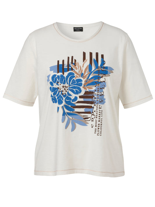 T-Shirt Rundhals 1/2 Arm Motiv creme multicolor Bild 1