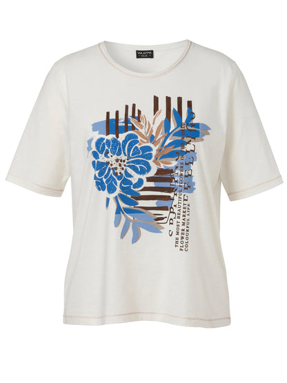T-Shirt Rundhals 1/2 Arm Motiv creme multicolor Bild 4