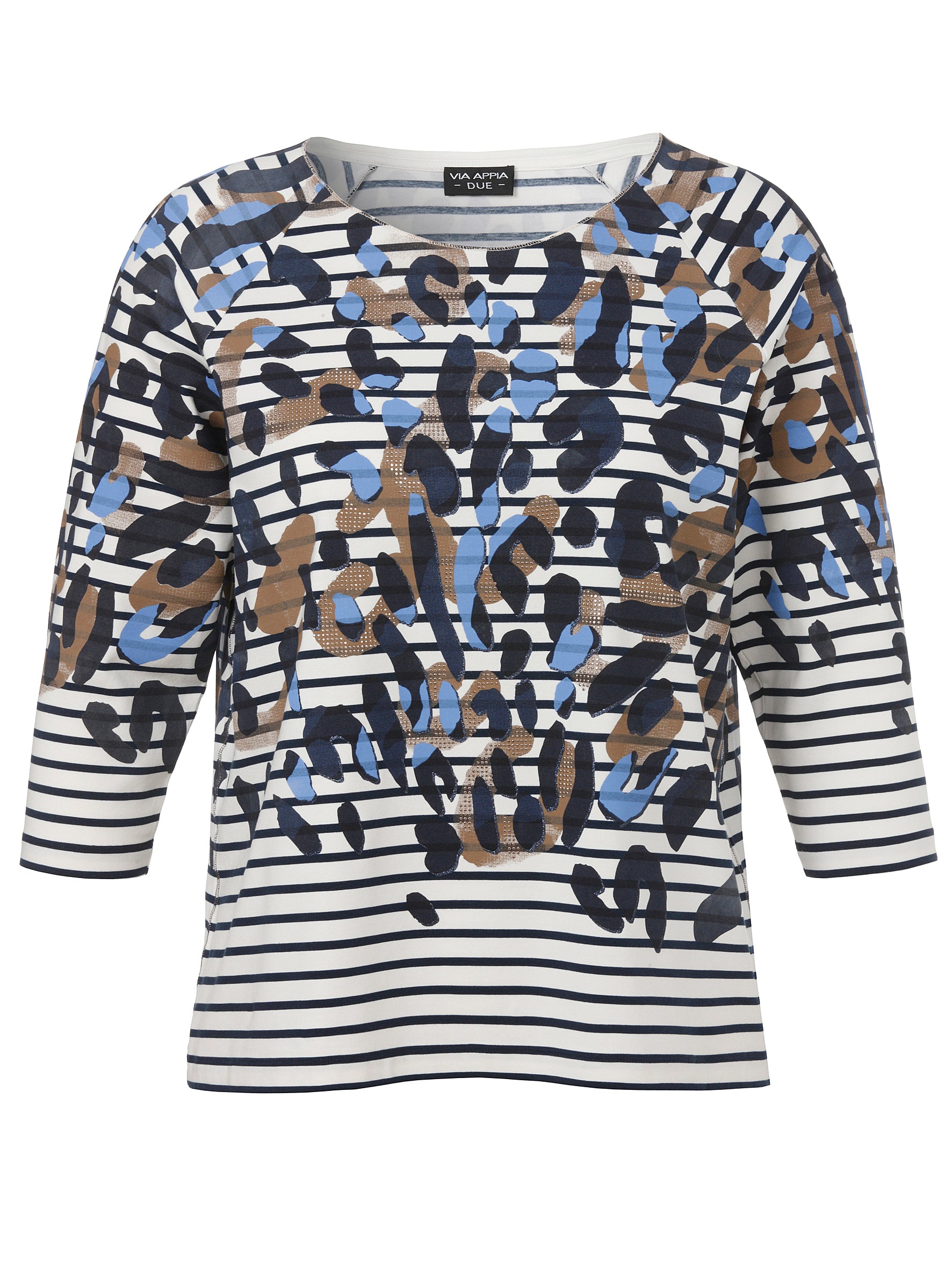 T-Shirt Rundhals 3/4 Arm Druck Motiv marine multicolor Bild 1