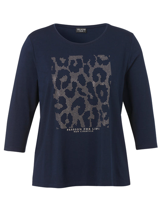 T-Shirt Rundhals 3/4 Arm Motiv marine Bild 1