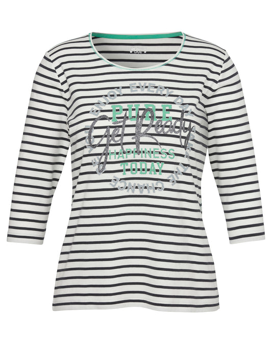 T-Shirt Rundhals 3/4 Arm Ringel ecru multicolor Bild 1