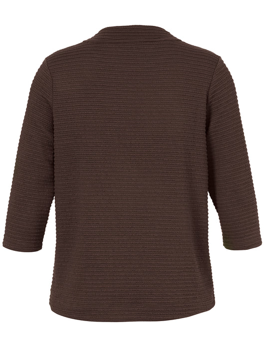 T-Shirt Stehkragen 3/4 Arm kaffee Bild 2