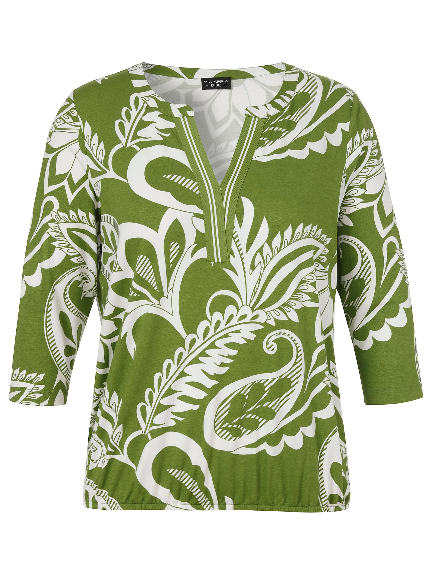 T-Shirt V-Ausschnitt 3/4 Arm Druck moos / ecru Bild 1
