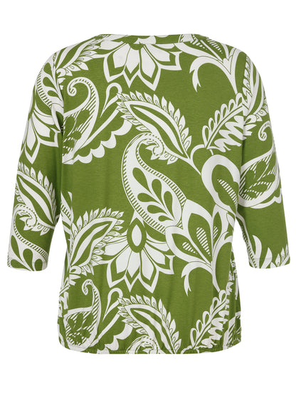 T-Shirt V-Ausschnitt 3/4 Arm Druck moos / ecru Bild 2