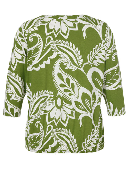 T-Shirt V-Ausschnitt 3/4 Arm Druck moos / ecru Bild 2