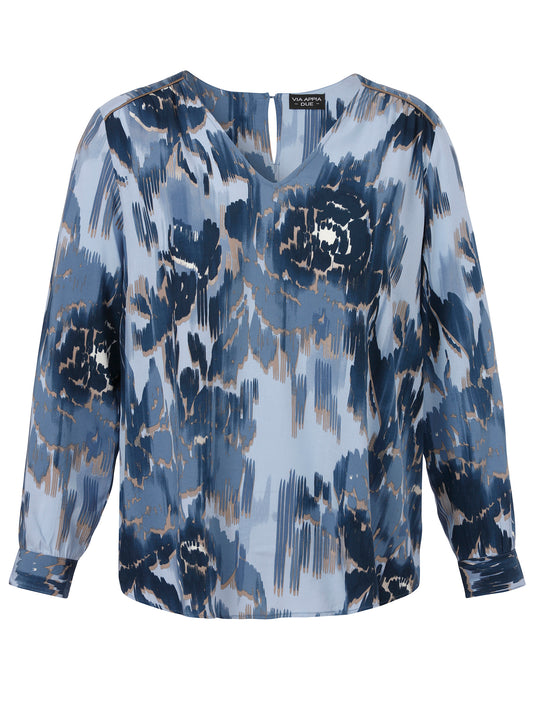 Bluse V-Ausschnitt 1/1 Arm Druck bleu multicolor Bild 1