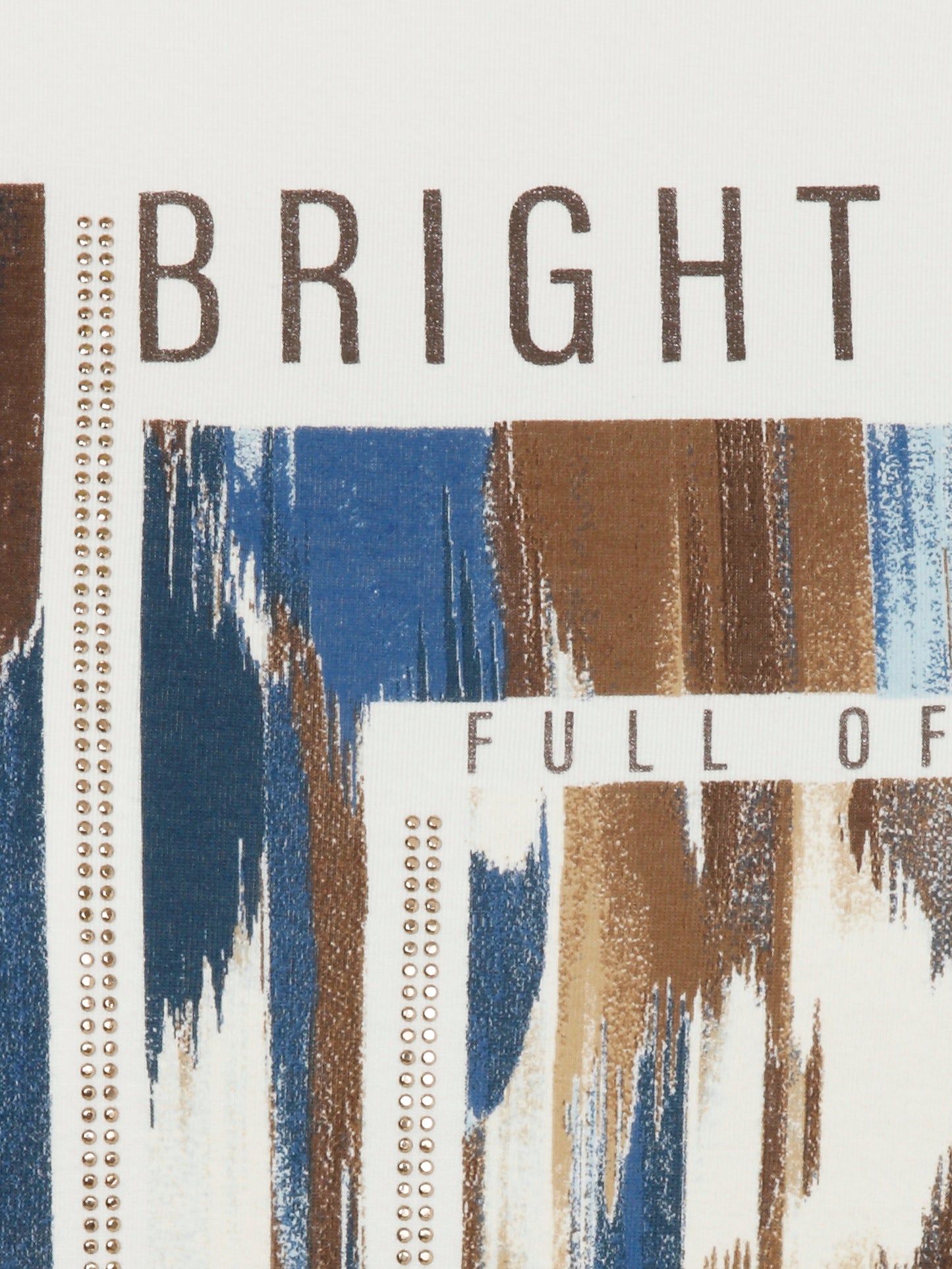 T-Shirt Rundhals 3/4 Arm Motiv Strass creme multicolor Bild 3